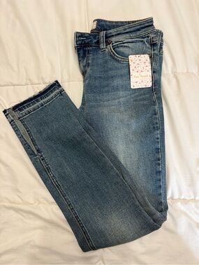 Free People High-Rise Skinny Jeans in Medium Blue